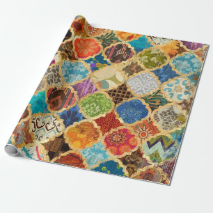 Moroccan Colourful Gold Cool Modern Pattern Boho  Wrapping Paper