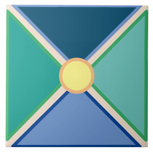Moroccan colours cross and circle tile (Front)