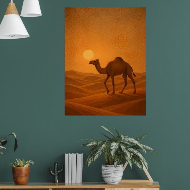 Moroccan Desert Camel Sunset Poster (Living Room 1)
