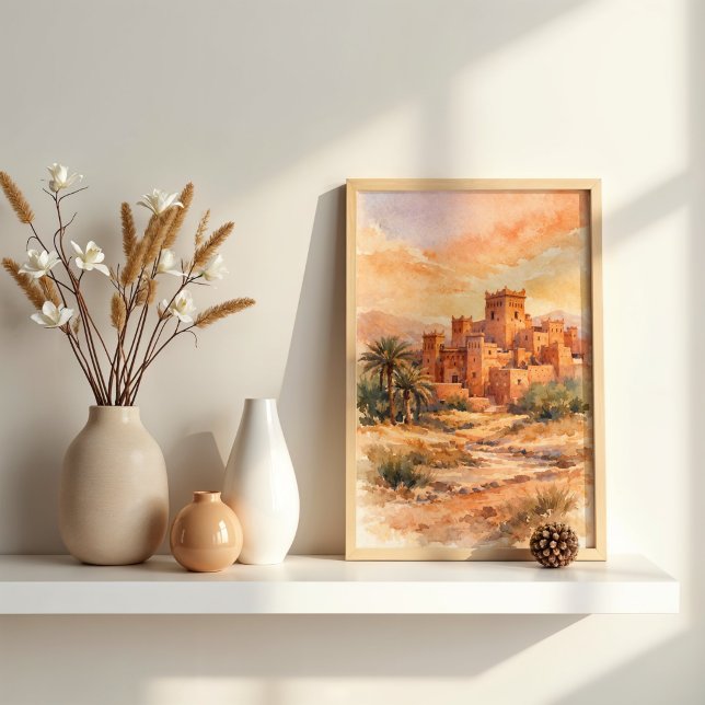 Moroccan Desert Kasbah Watercolor Poster (Creator Uploaded)