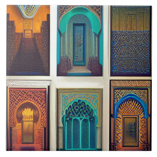 Moroccan designs arches colourful tile (Front)