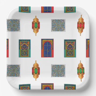 Moroccan Doors and Lanterns Mosaic Paper Plate