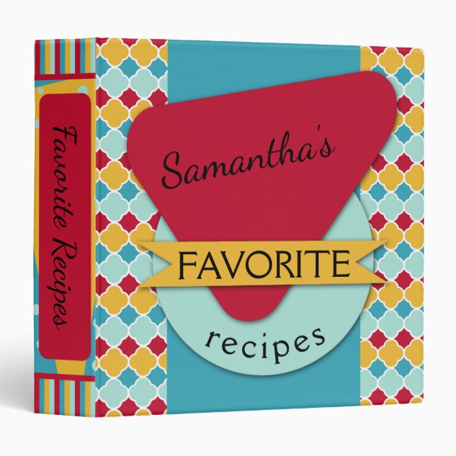 Moroccan Fifties Quatrefoil Recipe Binder (Front/Spine)