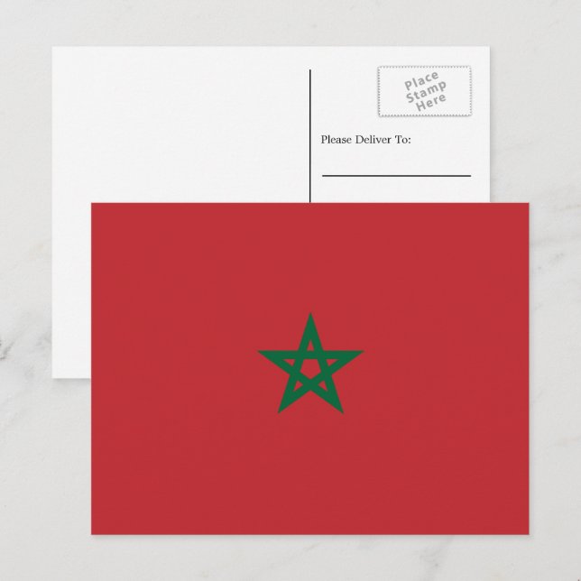 Moroccan Flag, Flag of Morocco Postcard (Front/Back)