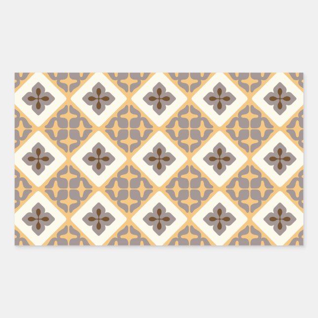 Moroccan Floral Tile Pattern Apricot Mauve Sticker (Front)