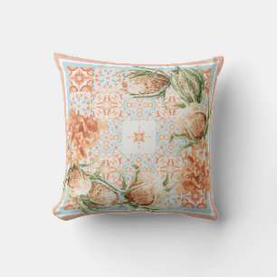 Moroccan Floral Tile Throw Pillow Coral & Sage D