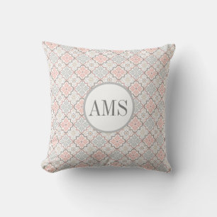 Moroccan Flower Monogram Personalized Throw Pillow