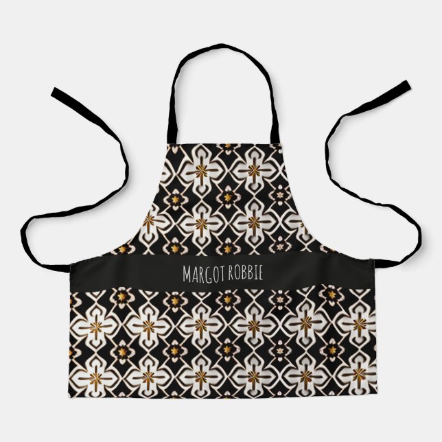 Moroccan Flowers in Rhombus Floral Pattern Apron (Front)