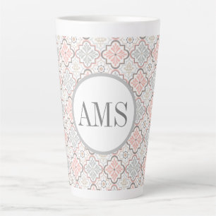 Moroccan Flowers Monogram Personalized  Latte Mug