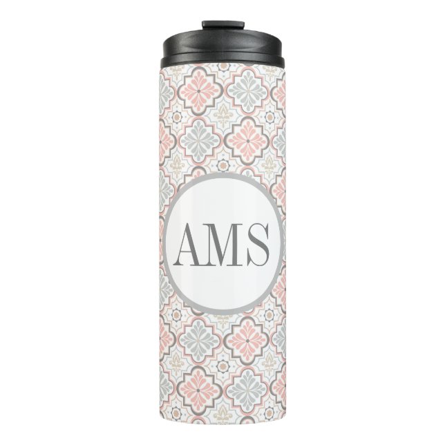 Moroccan Flowers Monogram Personalized  Thermal Tumbler (Front)
