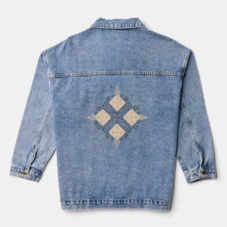 Moroccan Geometric Embroidery Art Denim Jacket