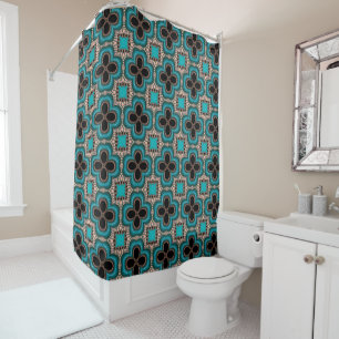 Moroccan Geometric Floral Pattern shower curtain