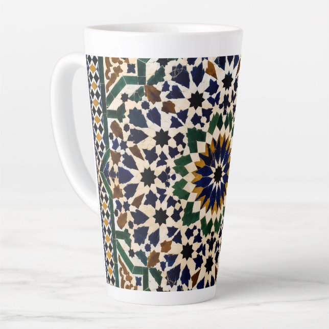 Moroccan Geometric Pattern Ceramic Storage Jar | I Latte Mug (Left Angle)