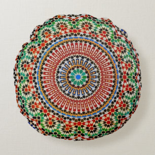 Moroccan Geometric Pattern Round Pillow