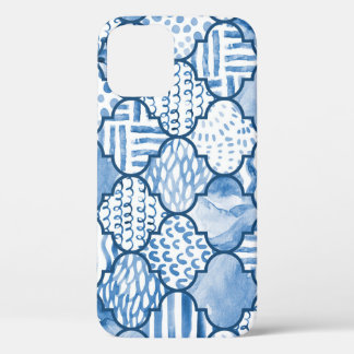 Moroccan geometric, watercolor seamless pattern. iPhone 12 case