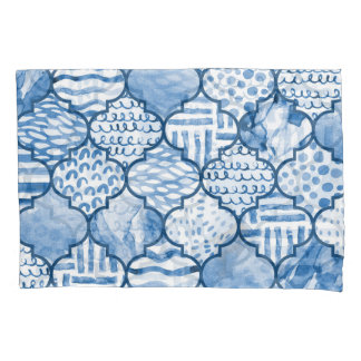 Moroccan geometric, watercolor seamless pattern. pillowcase