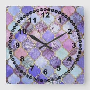Moroccan Glass Tile Square Wall Clock