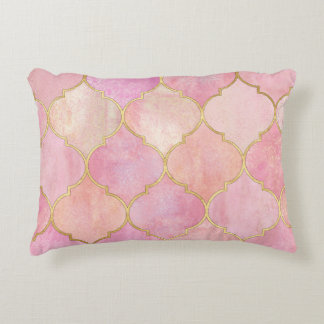 Moroccan Gold Line: Pink Watercolor Accent Pillow