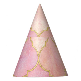 Moroccan Gold Line: Pink Watercolor Party Hat