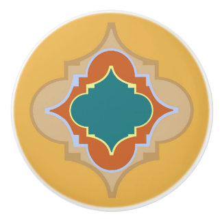 Moroccan golden hues shapes ceramic knob