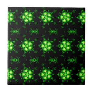 moroccan green stars on black tile