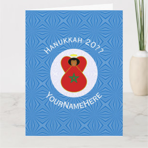 Moroccan Hanukkah Angel Flag Personalized Card