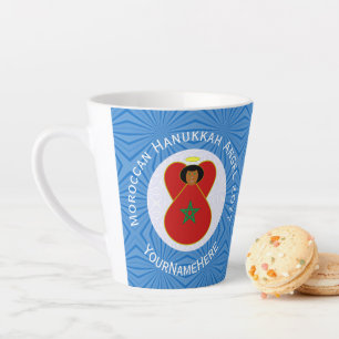 Moroccan Hanukkah Angel Flag Personalized Latte Mug