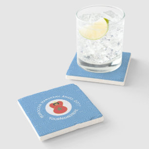 Moroccan Hanukkah Angel Flag Personalized Stone Coaster