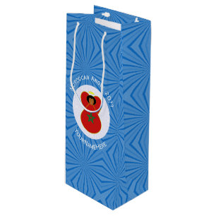Moroccan Hanukkah Angel Flag Personalized  Wine Gift Bag