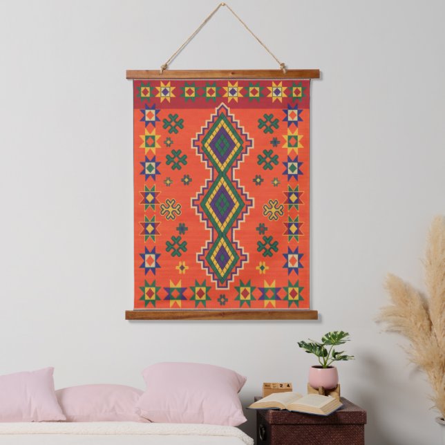 Moroccan Harmony in Orange Hanging Tapestry (Bedroom)