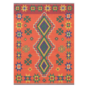 Moroccan Harmony in Orange Tablecloth