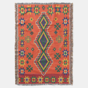 Moroccan Harmony in Orange Throw Blanket