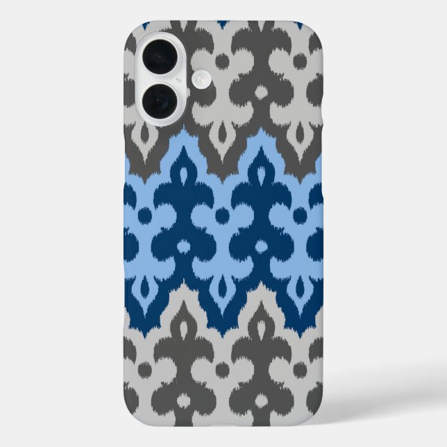 Moroccan Ikat Damask, Blue and Grey / Grey Case-Mate iPhone Case (Back)