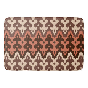 Moroccan Ikat Damask, Brown, Taupe & Rust Bath Mat
