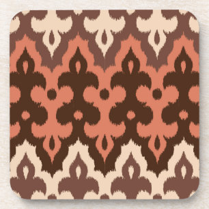Moroccan Ikat Damask, Brown, Taupe & Rust Coaster