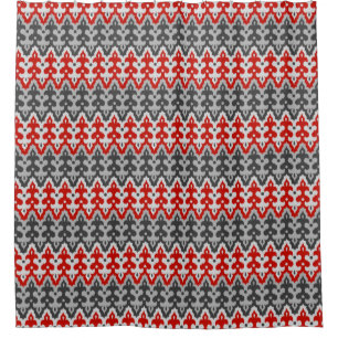 Moroccan Ikat Damask, Graphite Grey and Red