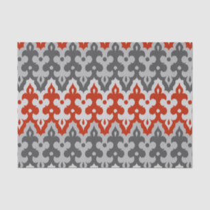 Moroccan Ikat Damask, Graphite Grey and Red Tissue Paper