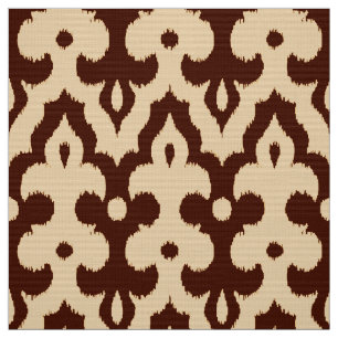 Moroccan Ikat Damask Pattern, Brown and Tan Fabric