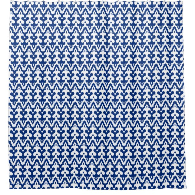 Moroccan Ikat Damask Pattern, Cobalt Blue & White (Front)