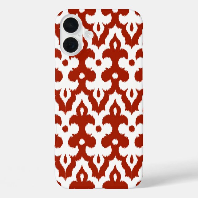 Moroccan Ikat Damask Pattern, Deep Red and White Case-Mate iPhone Case (Back)