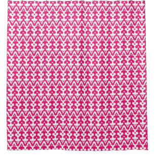 Moroccan Ikat Damask Pattern, Fuchsia Pink & White