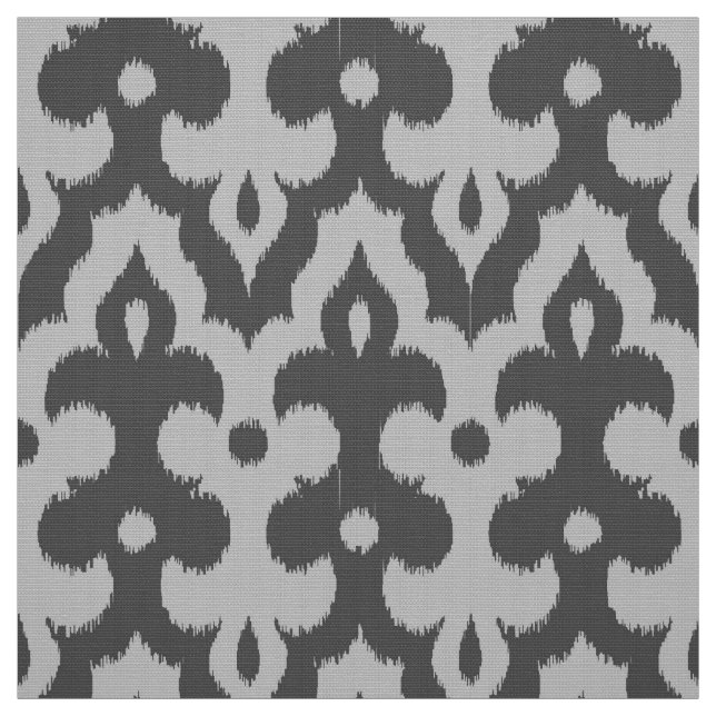 Moroccan Ikat Damask Pattern, Shades of Grey Fabric (Swatch)