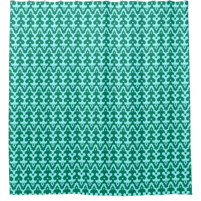 Moroccan Ikat Damask Pattern, Turquoise and Aqua (Front)