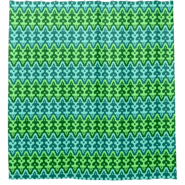 Moroccan Ikat Damask, Turquoise & Jade Green (Front)