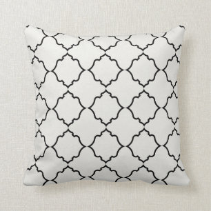 Moroccan in Black with Ivory Throw Pillow