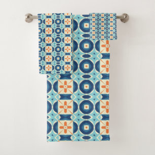 Moroccan-inspired pattern bath towel set