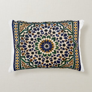 Moroccan Islamic Geometric Tile Pattern Decorative Accent Pillow