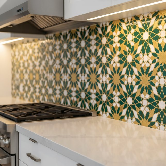 Moroccan Islamic Teal Gold Geometric Seamless Patt Tile (Creator Uploaded)