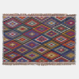 Moroccan Kilim Boho Design Throw Blanket