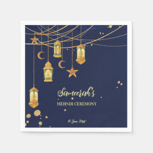 Moroccan lanterns starry night personalized Mehndi Napkin